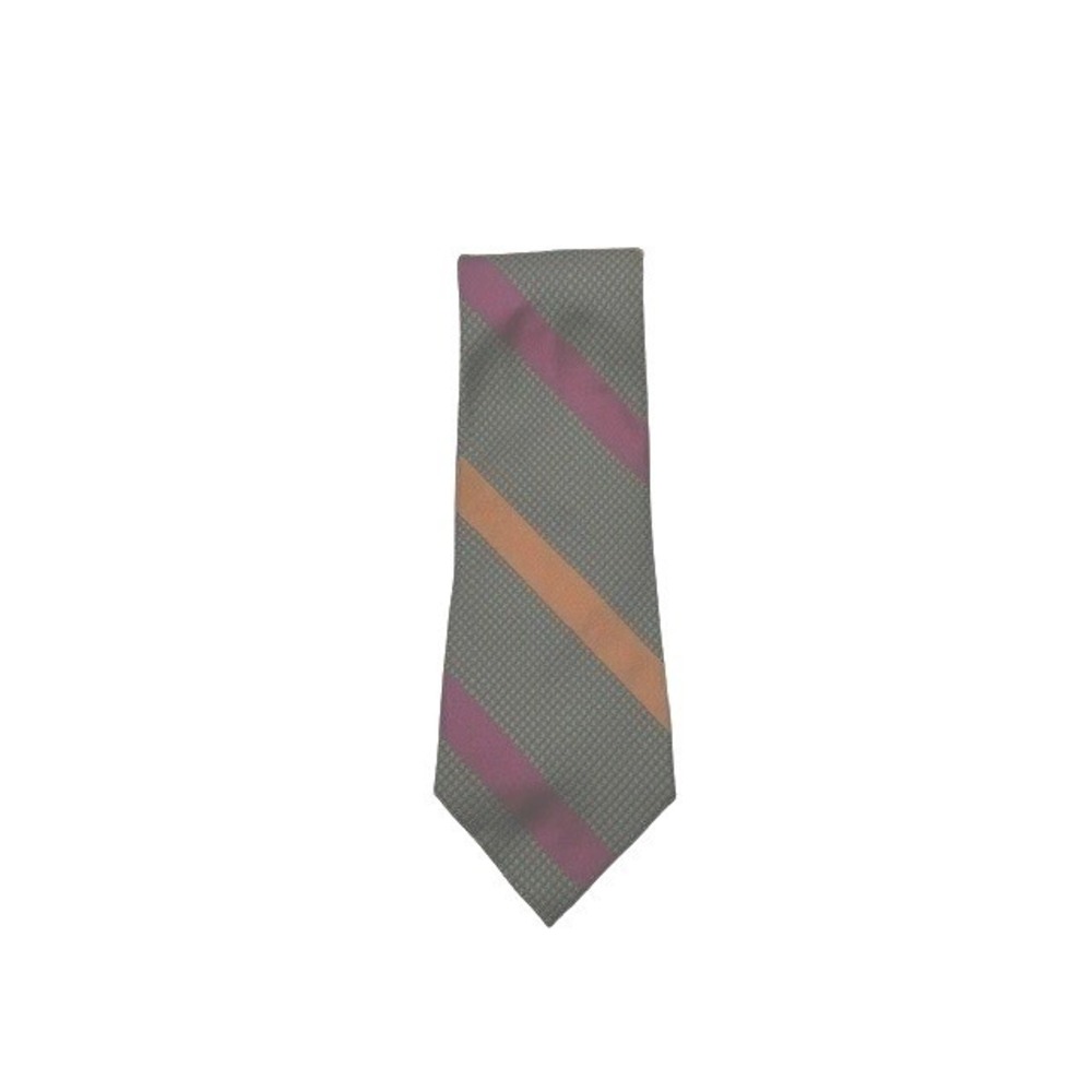Vintage Nordstrom Mens Silk Tie Striped Olive Green Burgundy Orange 4" x 56" EUC